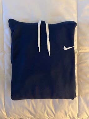 Nike Men's Navy Crewneck Sweatshirt with White Swoosh